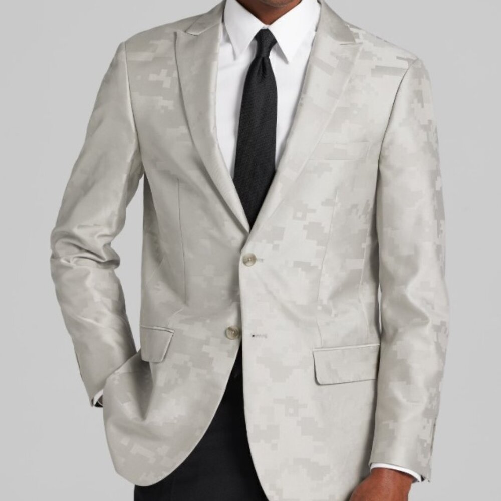 NEW - Jos. A. Bank Tailored Fit Digital Gray Camo Dinner Tuxedo Jacket 46R